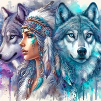 Indian Wolf Girl Diamond Painting