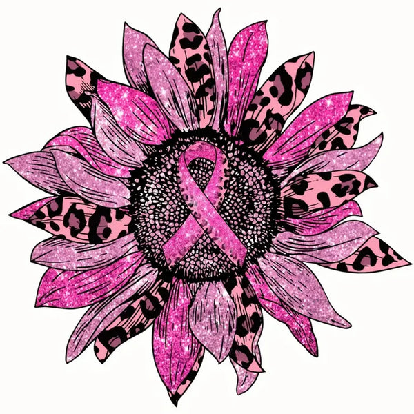 Pink Ribbon Sunflower Diamond Painting