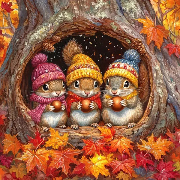 Autumn Squirrels Diamond Painting