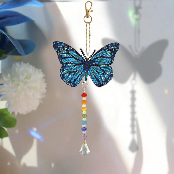 Blue Butterfly Diamond Painting Suncatcher