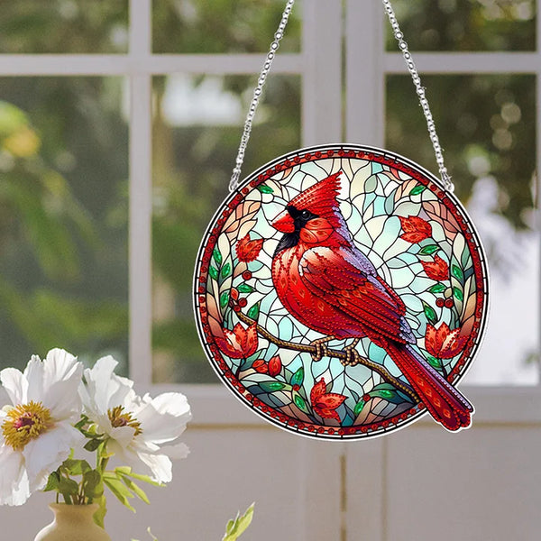 Cardinal Diamond Painting Hanging Sign