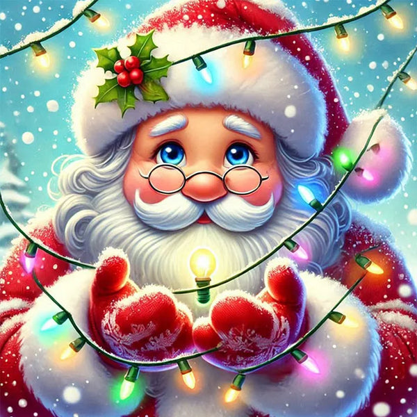 Christmas Lights Santa Claus Diamond Painting