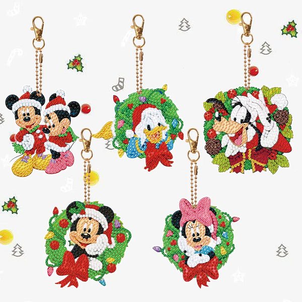 Christmas Mickey Diamond Painting Keychain Set