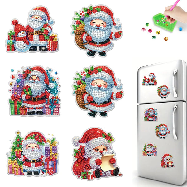 Christmas Santa Diamond Painting Magnet Set