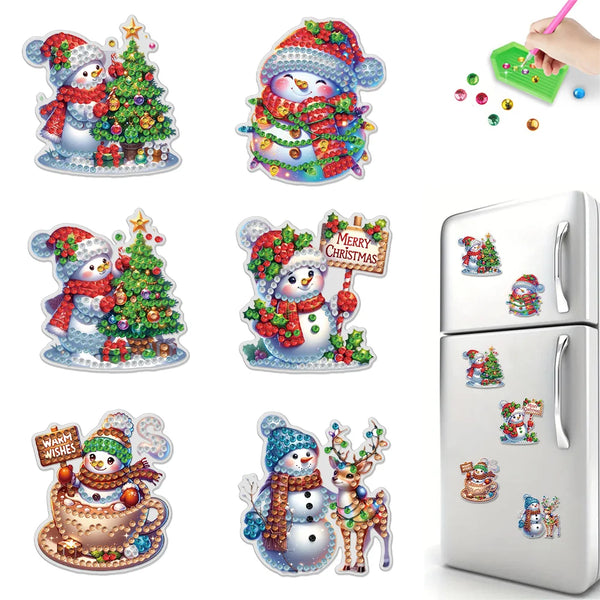 Christmas Snowman Diamond Painting Magnet Set