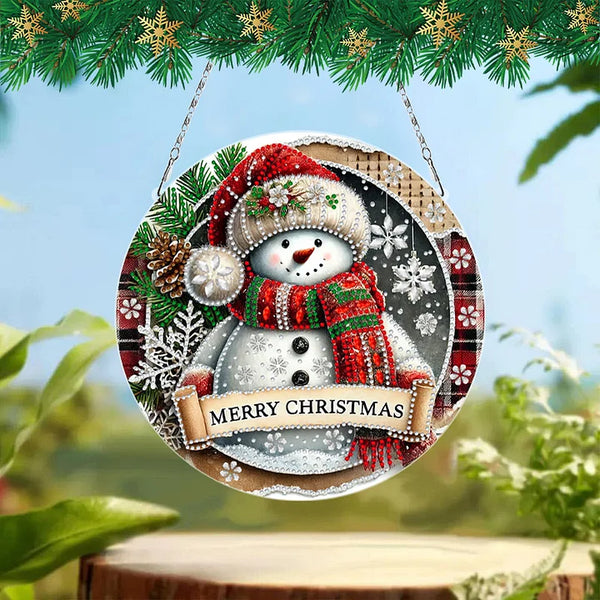 Christmas Snowman Diamond Painting Hanging Sign