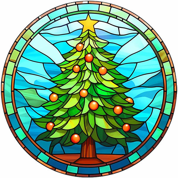 Christmas Tree Stained Glass Diamond Painting