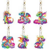 Colorful Dragon Diamond Painting Keychain Set