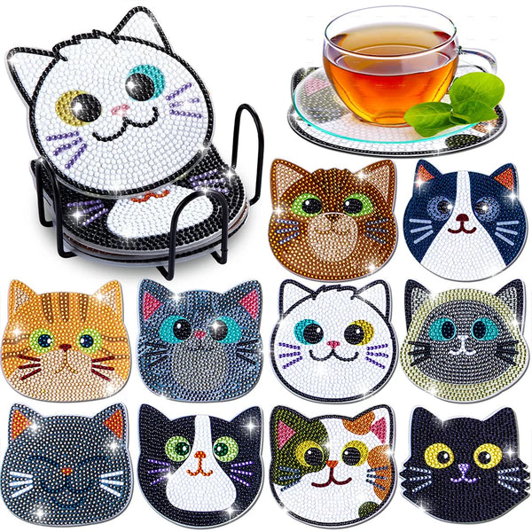 Cute Cat Diamond Painting Coaster Set