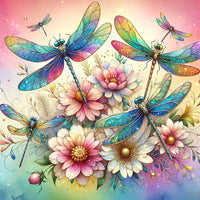 Dragonflies & Flowers Diamond Painting
