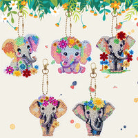 Elephant Diamond Painting Keychain Set