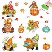 Fall Pumpkin Gnome Diamond Painting Sticker Set