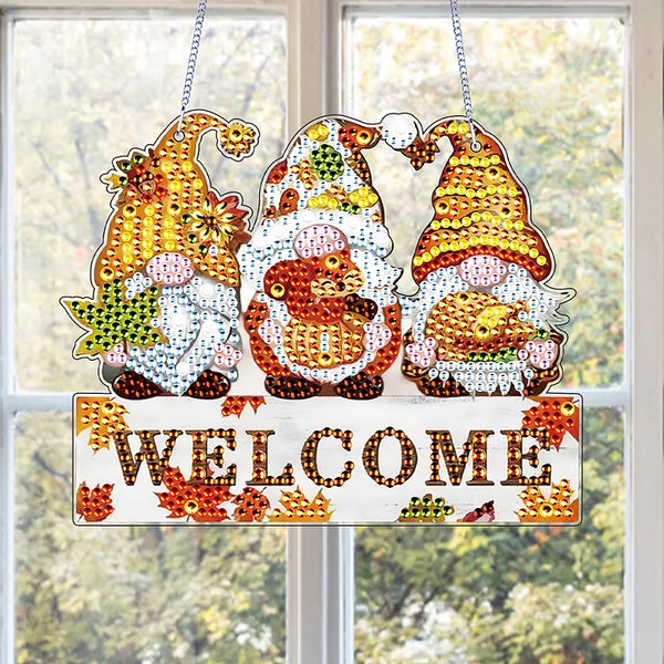 Fall Welcome Diamond Painting Hanging Sign