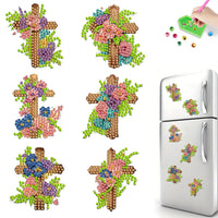 Floral Cross Diamond Painting Magnet Set