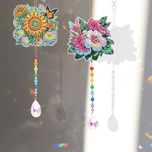 Flower Diamond Painting Suncatcher Set