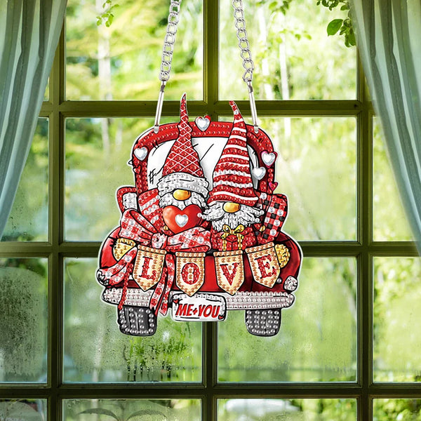 Valentine's Gnome Truck Diamond Painting Hanging Sign