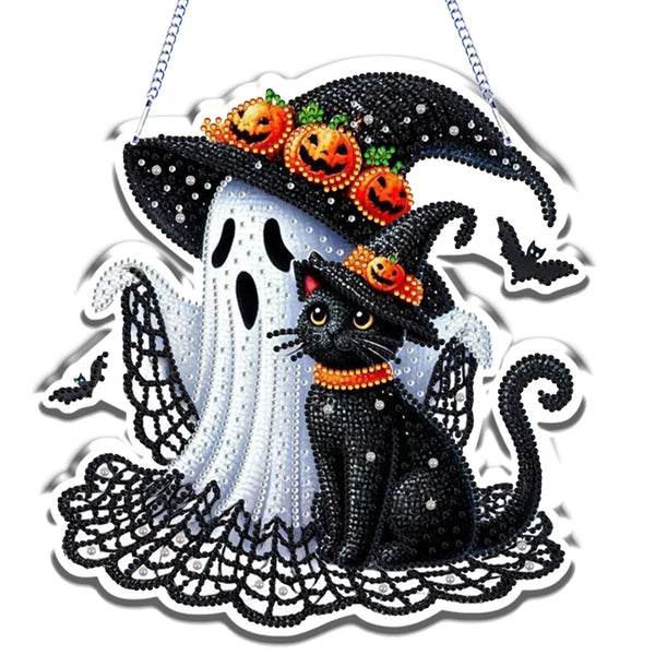 Halloween Ghost Diamond Painting Hanging Sign
