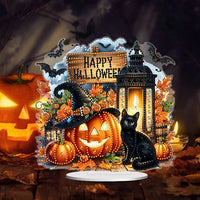 Halloween Pumpkin Cat Diamond Painting Table Stand