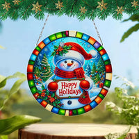 Happy Holidays Snowman Diamond Painting Hanging Sign