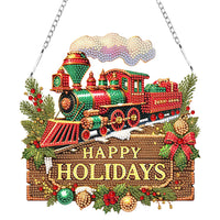 Happy Holidays Train Diamond Painting Hanging Sign