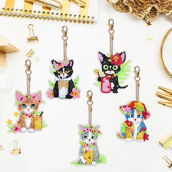 Hawaiian Cat Diamond Painting Keychains