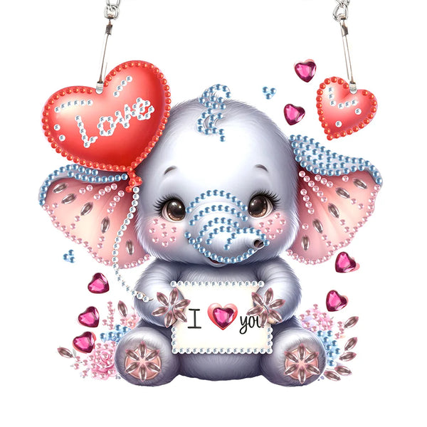 Heart Elephant Diamond Painting Hanging Sign