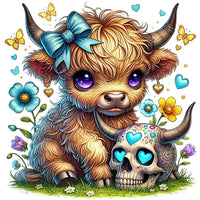 Highland Cow & Skull Diamond Painting