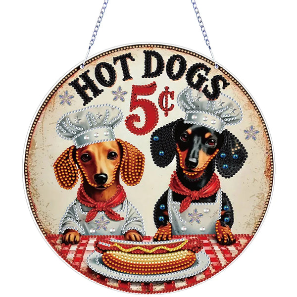 Hot Dog Diamond Painting Hanging Sign