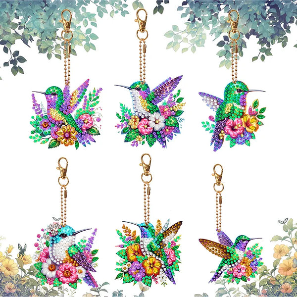 Hummingbird Diamond Painting Keychain Set