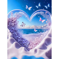 Lavender Flower Beach Heart Diamond Painting