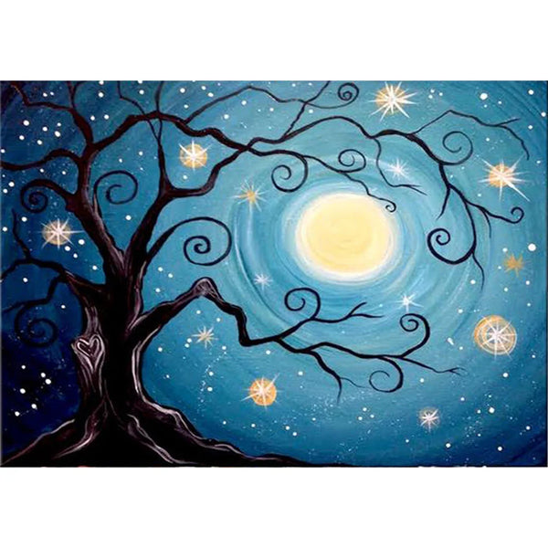 Moon & Stars Tree Diamond Painting