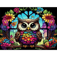 Owl Colored Glass Diamond Painting