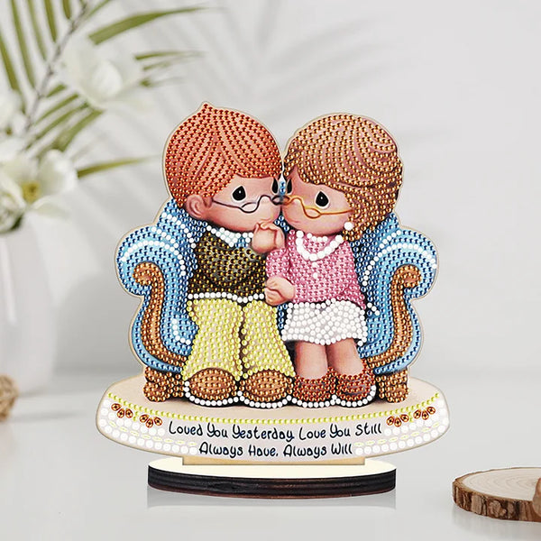 Precious Moments "Love You" Couple Diamond Painting Table Stand