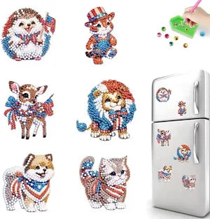 Patriotic Animal Diamond Painting Magnet Set