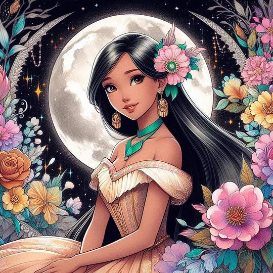 Pocahontas Moon Flower Diamond Painting