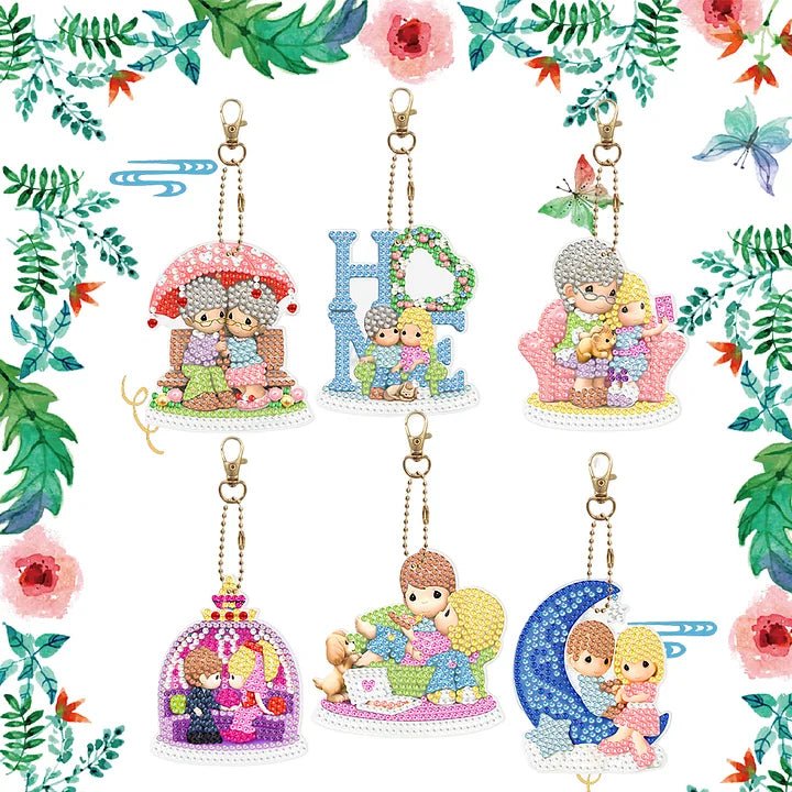 DIY Diamond Painting Keychain Kit – 4Pcs Full Drill Keyring Pendants, Handmade Craft Ornaments - View #7