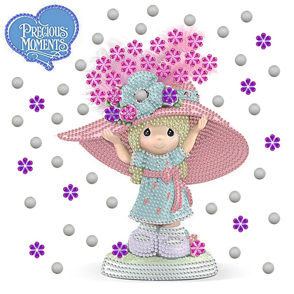 Precious Moments Pink Hat Girl Diamond Painting