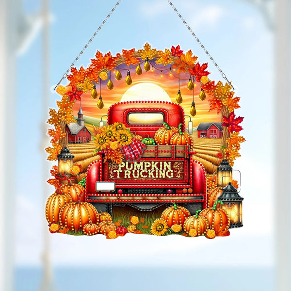 Pumpkin Truck Diamond Painting Hanging Sign