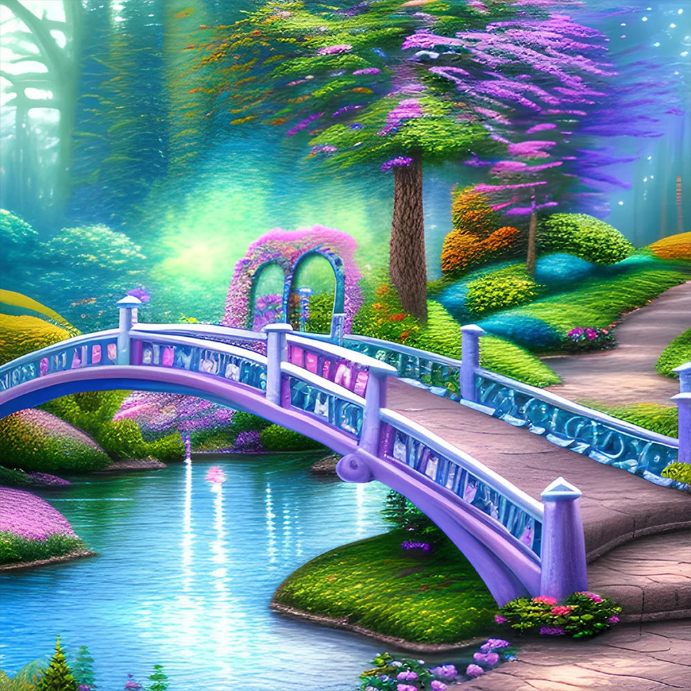 Purple Park Bridge Diamond Painting