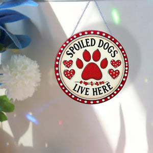 Red Spoiled Dog Diamond Painting Hanging Sign