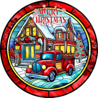 Stained Glass Christmas Truck Diamond Painting