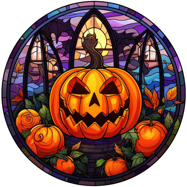 Stained Glass Jack-o-Lantern Diamond Painting