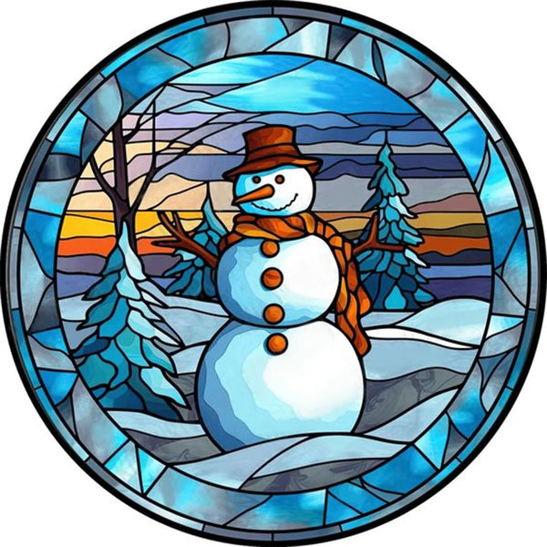 Stained Glass Snowman Diamond Painting