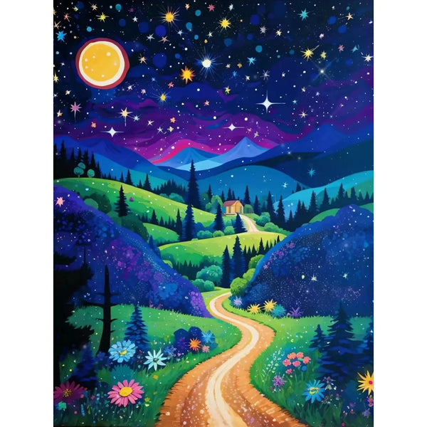 Starry Night Cabin Diamond Painting