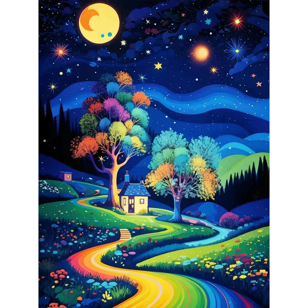 Starry Night Forest Diamond Painting