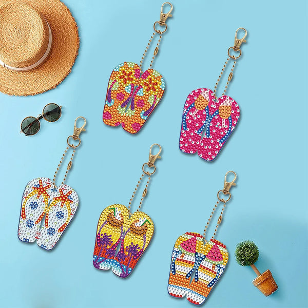 Summer Flip Flops Diamond Painting Keychains Set #2