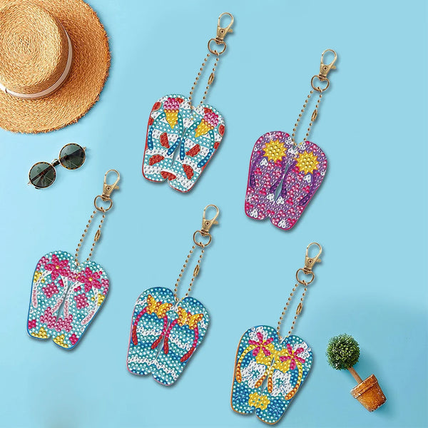 Summer Flip Flops Diamond Painting Keychains Set #3