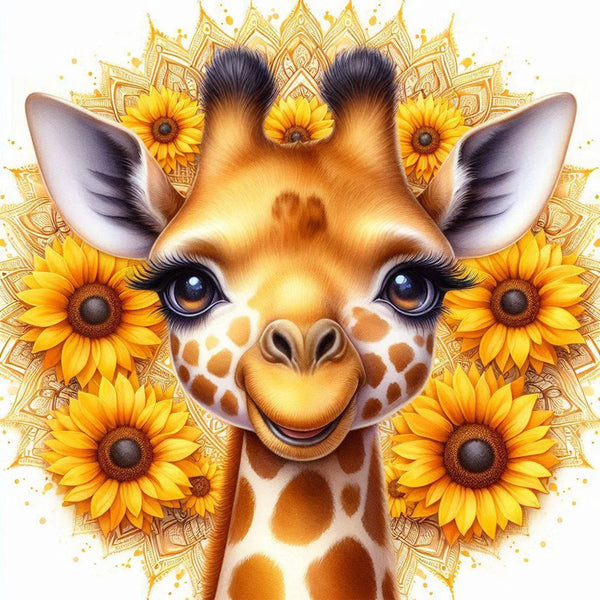Sunflower Giraffe Diamond Painting