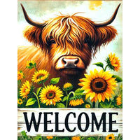 Sunflower Highland Cow Diamond Painting