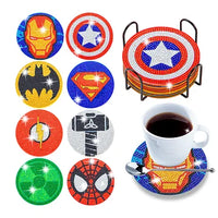 Superhero Diamond Painting Coaster Set w/Rack